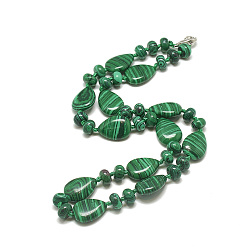 Малахит Синтетические малахит бисера ожерелья, с застежками сплава омаров, слеза, 18.1 дюйм ~ 18.5 дюйм (46~47 см), слеза: 18x13x5.5 мм