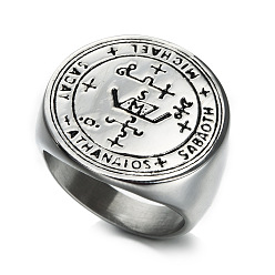 Нержавеющая Сталь Цвет 304 палец кольца из нержавеющей стали, печать архангела Михаила кольцо, цвет нержавеющей стали, размер США 10 (19.8 мм)