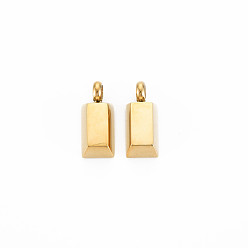 Real 14K Gold Plated Ion Plating(IP) 304 Stainless Steel Pendants, Rectangle, Real 14K Gold Plated, 17x7x4.5mm, Hole: 3mm