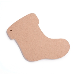 Цвет Древесины Новогодняя тема, неокрашенные натуральные деревянные мозаичные основы, для поделок стеклянная мозаика ремесла, рождественский носок, деревесиные, 240x180x6 мм, отверстие : 4.5 мм