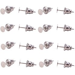 Нержавеющая Сталь Цвет 304 наборы из нержавеющей стали, ушные орехи / серьги и серьги-гвоздики, цвет нержавеющей стали, ушная гайка: 6.5x5 мм, Отверстие: 1 мм, стержень уха: 12x4 мм