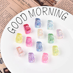 Letter B УФ-покрытие прозрачные акриловые европейские бусины, бусины с большим отверстием, разноцветные, В письме, 20.5x15x13.5 мм, отверстие : 6 мм