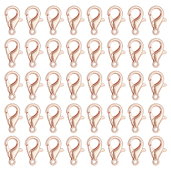 Розовый Позолоченный 5 сумки латунные застежки-лобстеры, долговечный, Настоящее розовое золото покрыто, 12x7.5x2.5 мм, отверстие : 1.2 мм, около 10 шт / упаковка