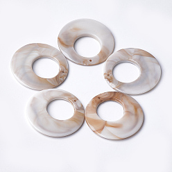 Льняное Полотно Акриловые подвески, Стиль имитация драгоценных камней, плоско-круглые, белье, 47x5 мм, Отверстие : 2 мм , около 100 шт / 500 г