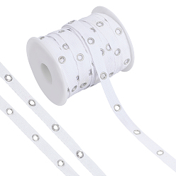 Blanc 20 Ruban de coton au mètre avec œillets en acier inoxydable, accessoires de vêtements, blanc, 3/8 pouces (10 mm)