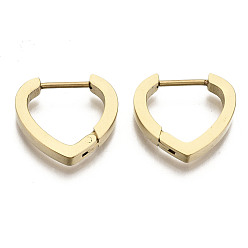 Real 18K Gold Plated 304 Stainless Steel Huggie Hoop Earrings, Heart, Real 18K Gold Plated, 14.5x16x3mm, Pin: 0.8mm