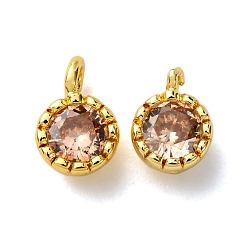 Настоящее золото 18K Латунь с кубическими цирконами, круглые, долговечный, стойки покрытие, без кадмия и без свинца, реальный 18 k позолоченный, 8x5.5x3.5 мм, отверстие : 1.6 мм