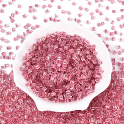 Бледно-фиолетовый Красный Прозрачные внутри цветные стеклянные бусины, треугольные, бледно-фиолетовый красный, 3.4x3.4~3.8x3.4~3.8 мм, отверстие : 1 мм, Около 7500 шт / фунт