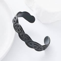 Черный Винтажные скандинавские браслеты-манжеты из нержавеющей стали для женщин и мужчин, узел трикетра, чёрные, внутренний диаметр: 304 дюйм (2.72 см)