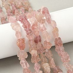 Клубничный Кварц Необработанные грубые нити из натурального клубничного кварца, самородки, 6~24x7~16x4~10 мм, отверстие : 1 мм, около 25~38 шт / нитка, 15.35~15.94'' (39~40.5 см)