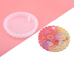Плоский Круглый DIY силиконовые формы для кулона, изготовление украшений, формы для литья смолы, для уф-смолы, изготовление ювелирных изделий из эпоксидной смолы, белые, плоско-круглые, 87x12 мм
