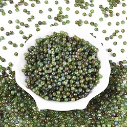 Темно-оливково-зеленый Краски для выпечки стеклянные бусины, круглые, темно-оливковый зеленый, 4~4.5 мм, отверстие : 1 мм, Около 4500 шт / фунт