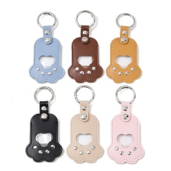 (52) Непрозрачная лаванда Брелки из искусственной кожи с отпечатками лап, литыми кольцами, платина, разноцветные, 125 мм