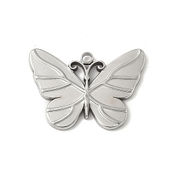Нержавеющая Сталь Цвет 304 подвески из нержавеющей стали, очарование бабочки, анти-тускнение, цвет нержавеющей стали, 18x24.5x2 мм, отверстие : 2 мм