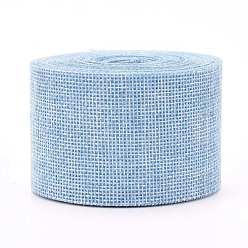 Light Sky Blue Polyester Imitation Linen Wrapping Ribbon, for Crafts Decoration, Light Sky Blue, 2 inch(50mm), about 10.94 Yards(10m)/roll
