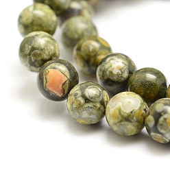 Rhyolite Jasper Natural Rhyolite Jasper Bead Strands, Round, 6mm, Hole: 1mm, about 61pcs/strand, 15.7 inch(40cm)