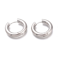 Нержавеющая Сталь Цвет Устойчивые к потускнению 201 серьги-кольца Huggie Hoop из нержавеющей стали, с 304 штифта из нержавеющей стали, гипоаллергенные серьги, кольцо, цвет нержавеющей стали, 27x5 мм, 4 датчик, штифты : 1 мм