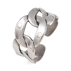 Нержавеющая Сталь Цвет Не тускнеет 304 кольцо-манжета из нержавеющей стали в форме цепочки для женщин, цвет нержавеющей стали, размер США 8 1/2 (18.5 мм)