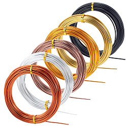 Mixed Color 6 Rolls 6 Colors Round Aluminum Craft Wire, for Beading Jewelry Craft Making, Mixed Color, 12 Gauge, 2mm, 1roll/color