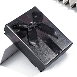 Черный Бумажные коробки, с бантом, прямоугольные, чёрные, 9x7x3 см