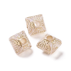 Clear Plating Transparent Acrylic Beads, Golden Metal Enlaced, Lantern, Clear, 12.5x12.5x11mm, Hole: 3.8mm, 469pcs/500g