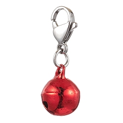 Красный Подвесной колокольчик из латуни, 304 подвески-застежки-лобстеры из нержавеющей стали для украшений сумок, красные, 25 мм