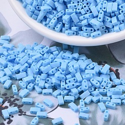 (HTL413FR) Матовый Непрозрачный Бирюзово-синий AB Миюки половина бусины тила, японский бисер, 2 отверстие, (htl 413 fr) матовый матовый бирюзовый, 5x2.3x1.9 мм, Отверстие : 0.8 мм , около 1250 шт / 50 г