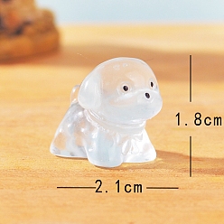 Белый Дым Статуэтки собак из светящейся смолы для украшения рабочего стола автомобиля, светящиеся в темноте украшения, серый, 18x21 мм