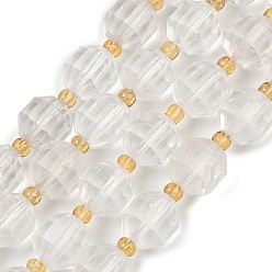 Хрусталь Сорт натуральных кварцевых кристаллов, горного хрусталя, граненые, круглые, 11~12 мм, отверстие : 1.3 мм, около 33 шт / нитка, 14.9 дюйм ~ 15.7 дюйм (38~40 см)
