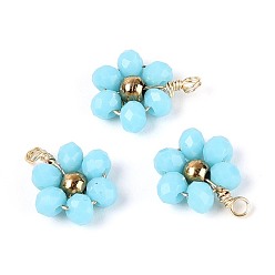 Светло-Голубой Стекло с 304 подвесками из нержавеющей стали, , граненые, Небесно-голубой, 10.5~11x9x3 мм, отверстие : 1.4 мм