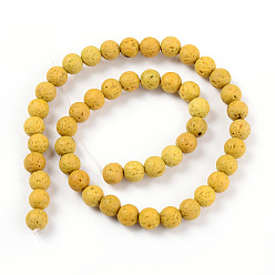 Gold Synthetic Lava Rock Beads Strands, Dyed, Round, Gold, 6mm, Hole: 1mm, about 61pcs/strand, 14.96 inch(38cm)