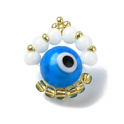 Темно-Голубой Подвески из семян своими руками, бусины с бисером, кольцо с дурным глазом, глубокое синее небо, 20x17x10 мм, отверстие : 1 мм