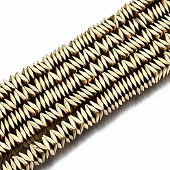 Настоящее золото 18K Гальванизировать немагнитных синтетический гематит бисер пряди, квадратный, реальный 18 k позолоченный, 4x4x1 мм, отверстие : 1 мм, около 340~345 шт / нитка, 15.94 дюйм ~ 16.14 дюйм (40.5 см ~ 41 см)