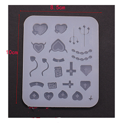 Heart Quicksand Molds, Silicone Shaker Molds, for UV Resin, Epoxy Resin Craft Making, Heart Pattern, 100x85x8mm