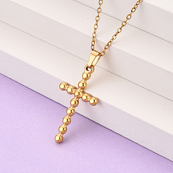 Настоящее золото 18K 304 подвесные из нержавеющей стали ожерелья, крестик, ионное покрытие (ip), реальный 18 k позолоченный, 17.72~18.11 дюйм (45~46 см)