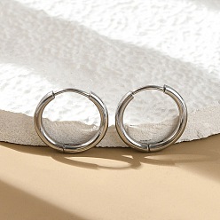 Stainless Steel Color Non-Tarnish 304 Stainless Steel Huggie Hoop Earrings for Women, Stainless Steel Color, 14 Gauge, 13x1.6mm, Pin: 0.7mm