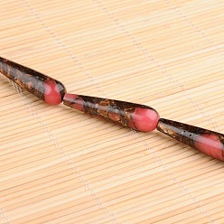 Salmon Assembled Dyed Synthetic Imperial Jasper and Bronzite Beads Strands, teardrop, Salmon, 40x6 ~10mm, Hole: 1mm, about 10pcs/strand, 15.7 inch