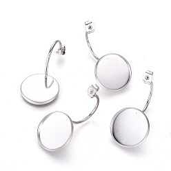 Нержавеющая Сталь Цвет Устойчивы к потускнению 304 ушные гайки из нержавеющей стали, спинки серег-бабочек для серег-почтальонов, плоские круглые кабошоны, цвет нержавеющей стали, лоток : 16 мм, 35x17.5x16 мм, отверстие : 0.8 мм