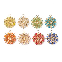 (52) Непрозрачная лаванда 8шт. 8 цвета ab цветные стеклянные подвески с покрытием, цветочный шарм, с 304 соединительным кольцом из нержавеющей стали и бисером, граненые, разноцветные, 23x5 мм, отверстие : 3 мм, 1 шт / цвет
