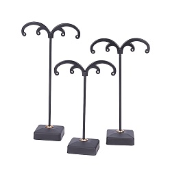 Metallgrau Eisen-Ohrring-Anzeigen-Sets, Schmuck-Display-Rack, Schmuckbaumständer, Metallgrau, 6.9x10.5~13.9 cm, 3pcs / set