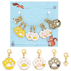 (52) Непрозрачная лаванда Подвесные маркеры из сплава, подвески крючком, Маркер для фиксации петель с застежками-карабинами из цинкового сплава, разноцветные, 2.1~3.3 см, 10 шт / комплект