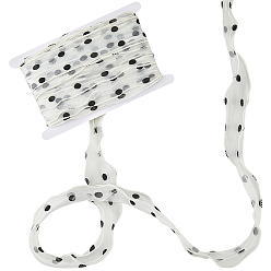 Бежевый 25м полиэстеровые органзовые ленты, полька точка рисунок, с картой дисплея 1pc картона, бежевые, 2 дюйм (50 мм)