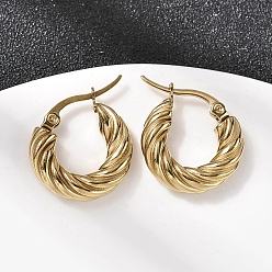 Золотой 304 серьги-кольца из нержавеющей стали с закрученными кольцами, ионное покрытие (ip), золотые, 18x4.8 мм