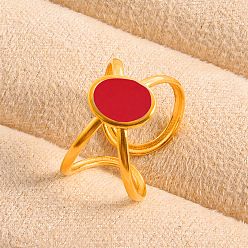 Золотой Регулируемые 304 открытые кольца-манжеты из нержавеющей стали для женщин, с эмалью, золотые, 10 мм, внутренний диаметр: 19 мм