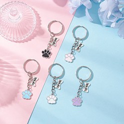 Античный Серебристый & Платиновый Подвески из сплава эмали брелок, с железными разрезными брелоками, отпечаток лапы с собачьей костью, старинное серебро и платина, 68 мм