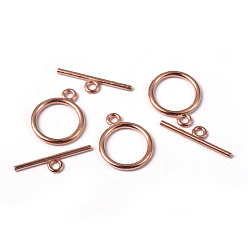 Розовое Золото Застежки тоггл в тибетском стиле , плоско-круглые, без кадмия, без никеля и без свинца, розовое золото , плоско-круглые: 15x2 mm, отверстие : 2 мм, бар: 21 mm, отверстие : 2 мм