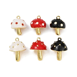 (52) Непрозрачная лаванда Латунь эмаль подвески, грибное очарование, без свинца и без кадмия, реальный 18 k позолоченный, долговечный, стойки покрытие, разноцветные, 17.5~20x14~15 мм, отверстие : 1.5~1.6 мм