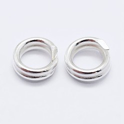 Silver 925 Sterling Silver Split Jump Rings, Double Loop Jump Rings, Round Rings, Silver, 8x2mm, Inner Diameter: 6mm