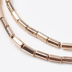 Light Gold Plated Non-magnetic Synthetic Hematite Beads Strands, Hexagon, Light Gold Plated, 4x2x2mm, Hole: 1mm, about 100pcs/strand, 15.7 inch
