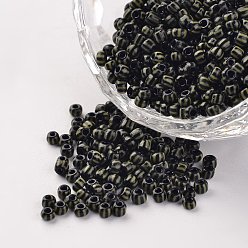 Черный 8/0 непрозрачные цвета просачиваться стеклянные бусины, круглые бисер, чёрные, 2.5~3x2~3 мм, Отверстие : 0.8 мм , около 15000 шт / 450 г